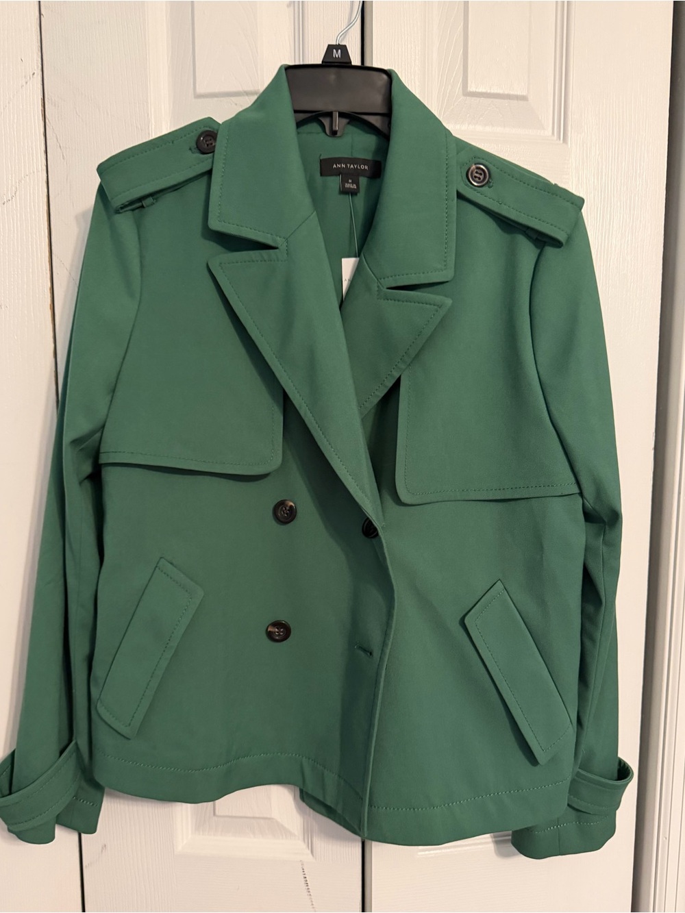 Ann Taylor Emerald Green Short Trench Coat